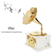 Charger l'image dans la galerie, Housesczar Antique Wooden Metal Phonograph Hand Crank Music Box Creative Gifts Home Classic Ornament Decor