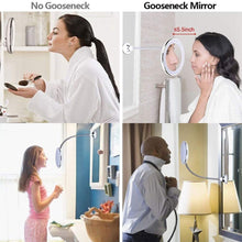 Charger l'image dans la galerie, Flexible Gooseneck 10" 10 X Magnifying LED Lighted makeup mirror,Bathroom Vanity Mirror with Strong Suction Cup, 360 Degree Swivel,Daylight,Cordless/Compact Travel Mirror