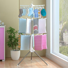 Charger l'image dans la galerie, Portable Baby Clothes Drying Rack Free Standing Stainless-Steel Folding Movable Towel Sock Clothes Hanging Racks Balcony Storage Holder Hanger (Pink)