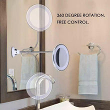 Charger l'image dans la galerie, Flexible Gooseneck 10" 10 X Magnifying LED Lighted makeup mirror,Bathroom Vanity Mirror with Strong Suction Cup, 360 Degree Swivel,Daylight,Cordless/Compact Travel Mirror