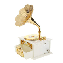 Charger l'image dans la galerie, Housesczar Antique Wooden Metal Phonograph Hand Crank Music Box Creative Gifts Home Classic Ornament Decor
