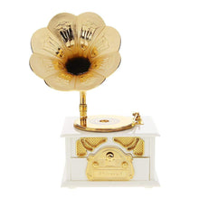 Charger l'image dans la galerie, Housesczar Antique Wooden Metal Phonograph Hand Crank Music Box Creative Gifts Home Classic Ornament Decor
