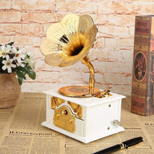 Charger l'image dans la galerie, Housesczar Antique Wooden Metal Phonograph Hand Crank Music Box Creative Gifts Home Classic Ornament Decor
