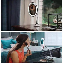 Charger l'image dans la galerie, Flexible Gooseneck 10" 10 X Magnifying LED Lighted makeup mirror,Bathroom Vanity Mirror with Strong Suction Cup, 360 Degree Swivel,Daylight,Cordless/Compact Travel Mirror
